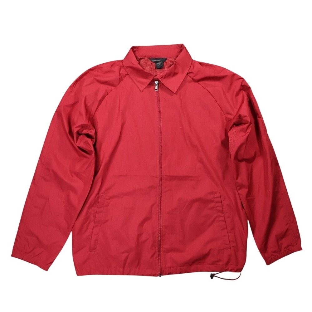 North End Windbreaker‎ Jacket Mens Large Red Excellent Vintage Full Zip